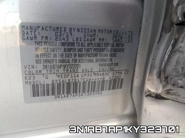 3N1AB7AP1KY323701 фото 2