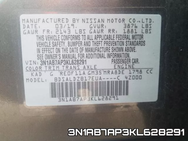 3N1AB7AP3KL628291 фото 2