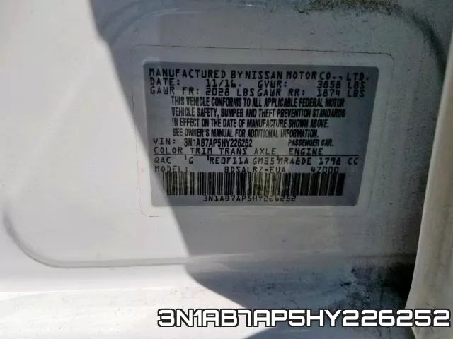 3N1AB7AP5HY226252 фото 2