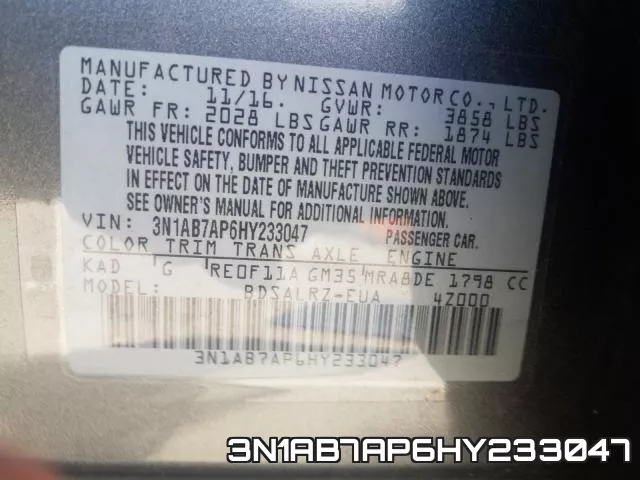 3N1AB7AP6HY233047 фото 2