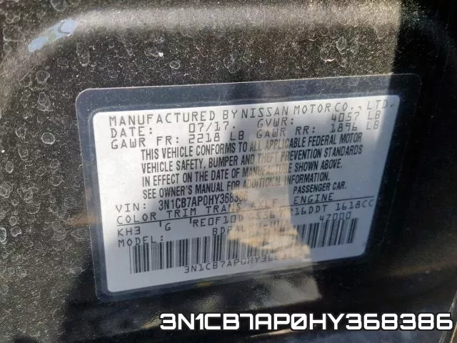 3N1CB7AP0HY368386 фото 2