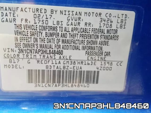 3N1CN7AP3HL848460 фото 2