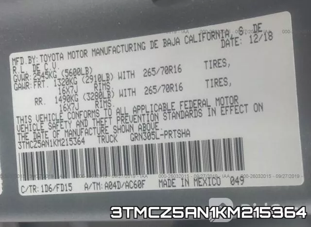 3TMCZ5AN1KM215364 фото 9