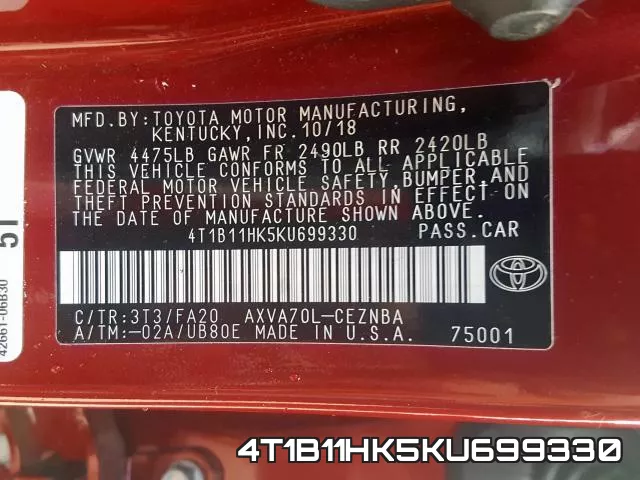 4T1B11HK5KU699330 фото 2