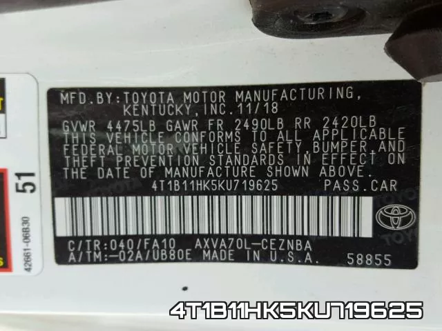 4T1B11HK5KU719625 фото 2