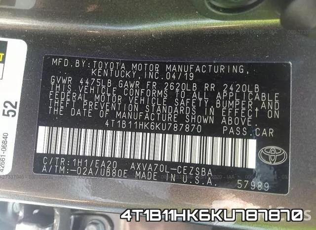 4T1B11HK6KU787870 фото 10