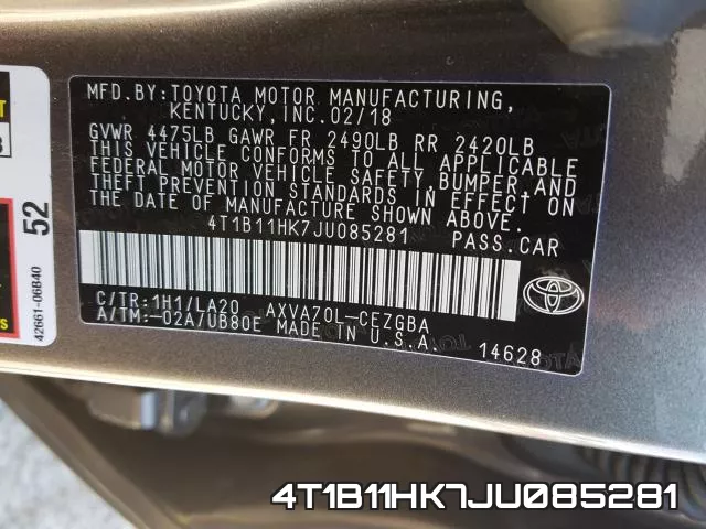 4T1B11HK7JU085281 фото 2