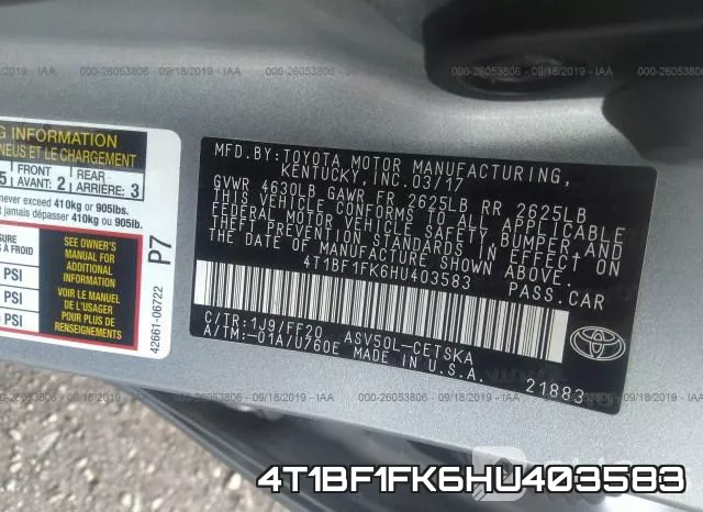 4T1BF1FK6HU403583 фото 10