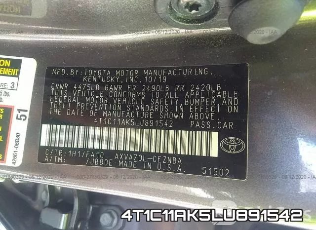 4T1C11AK5LU891542 фото 10