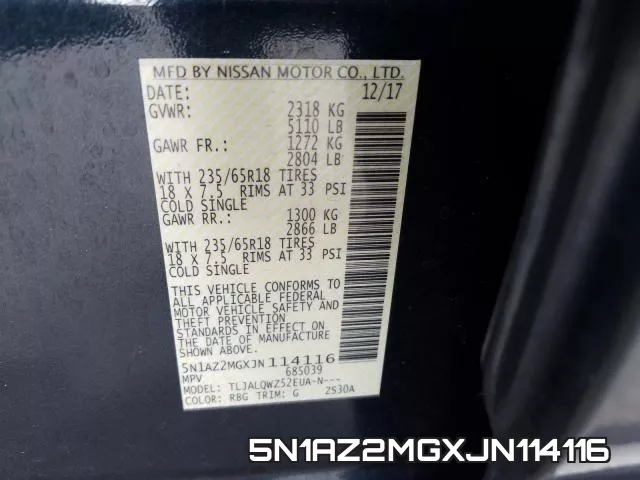 5N1AZ2MGXJN114116 фото 2