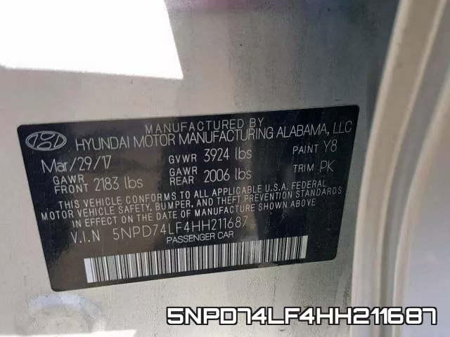5NPD74LF4HH211687 фото 2