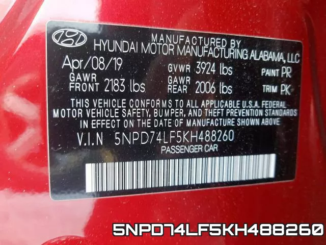 5NPD74LF5KH488260 фото 2