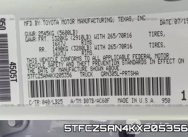 5TFCZ5AN4KX205356 фото 10