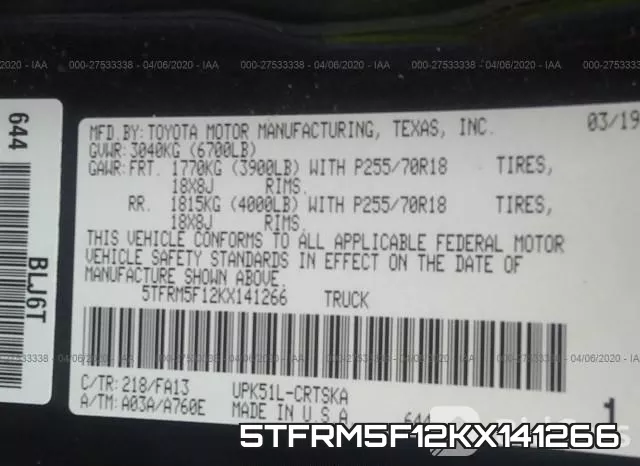 5TFRM5F12KX141266 фото 10
