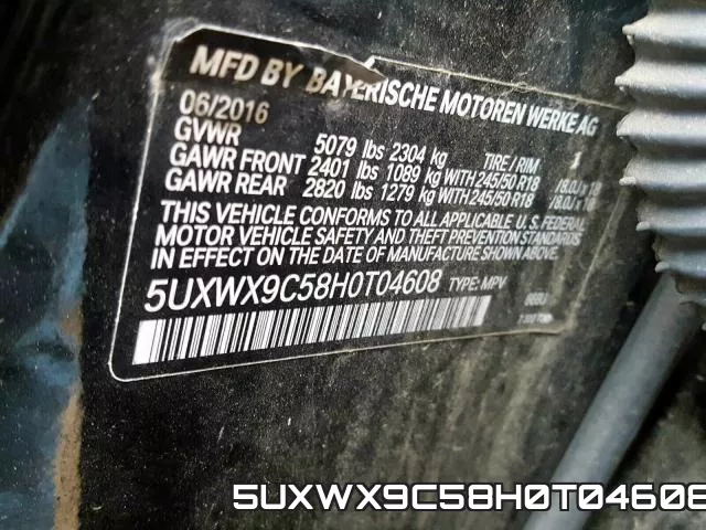 5UXWX9C58H0T04608 фото 2