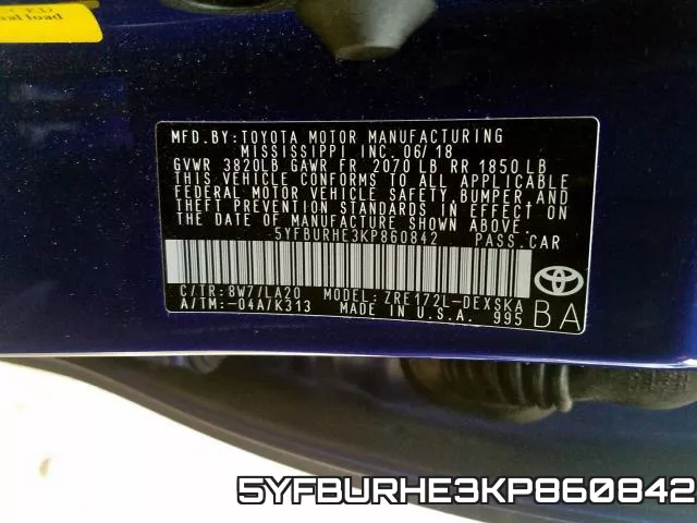 5YFBURHE3KP860842 фото 2