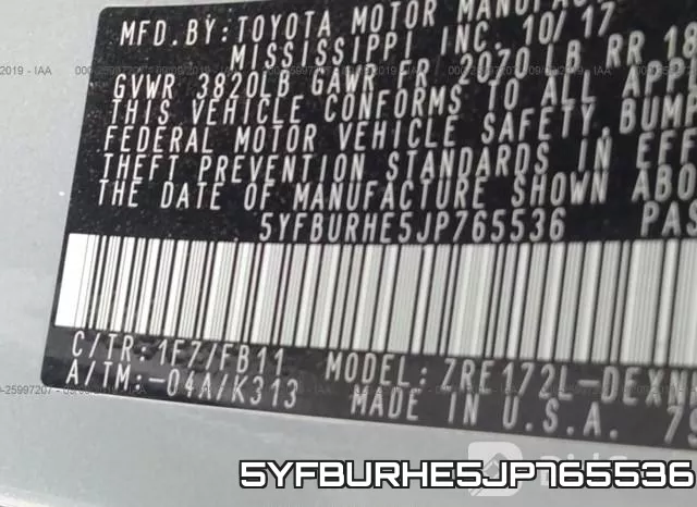 5YFBURHE5JP765536 фото 10