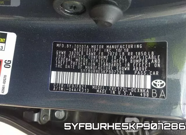 5YFBURHE5KP907286 фото 10