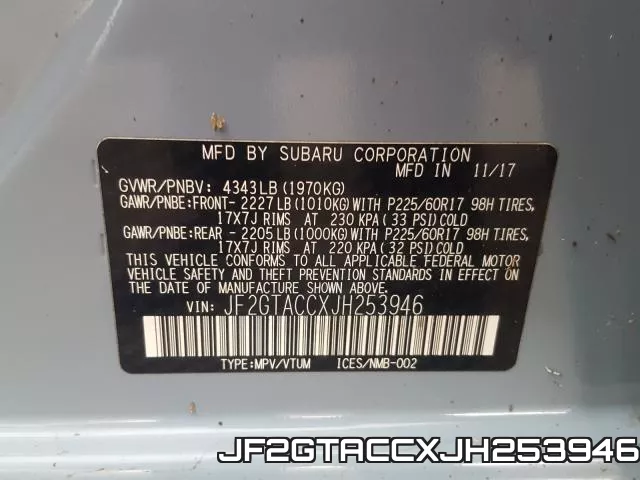 JF2GTACCXJH253946 фото 2