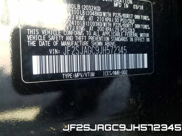 JF2SJAGC9JH572345 фото 2