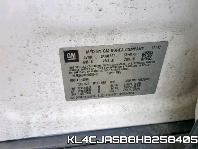 KL4CJASB8HB258405 фото 2