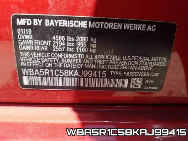 WBA5R1C58KAJ99415 фото 2