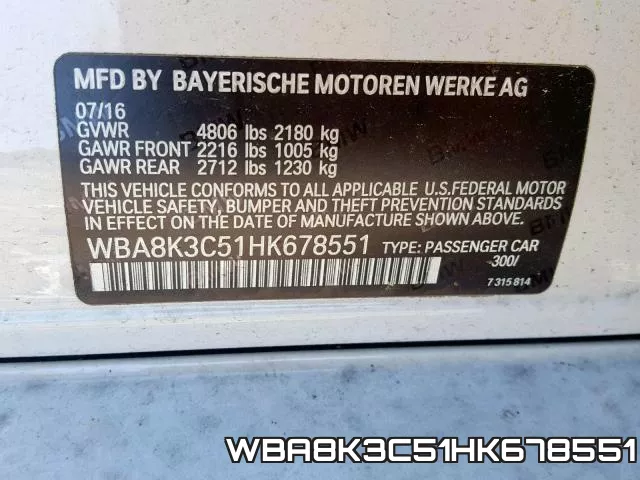 WBA8K3C51HK678551 фото 2