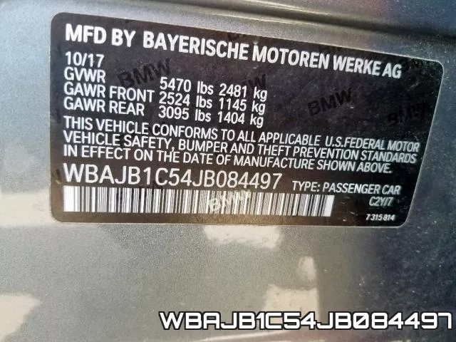 WBAJB1C54JB084497 фото 2