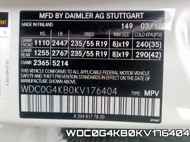 WDC0G4KB0KV176404 фото 2