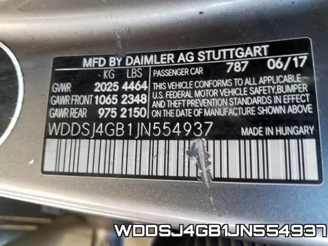 WDDSJ4GB1JN554937 фото 2