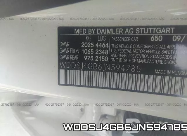 WDDSJ4GB6JN594785 фото 10