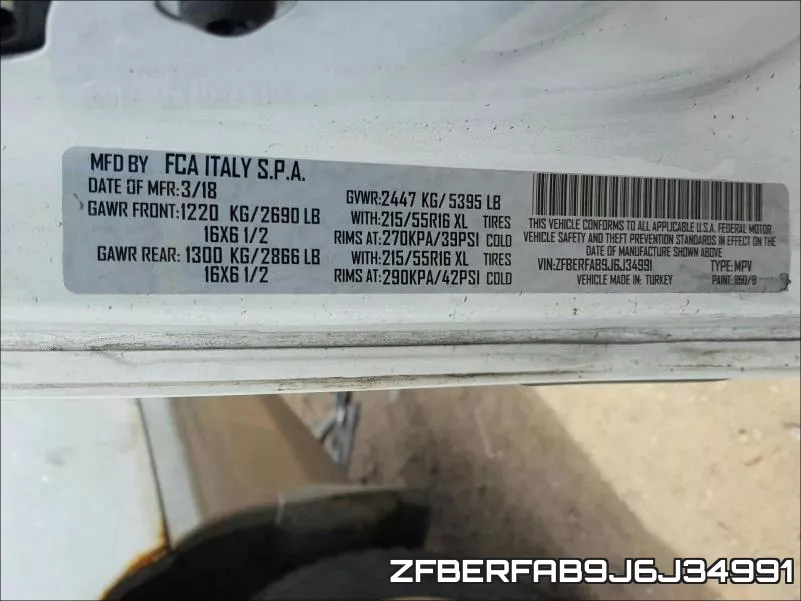 ZFBERFAB9J6J34991 фото 2