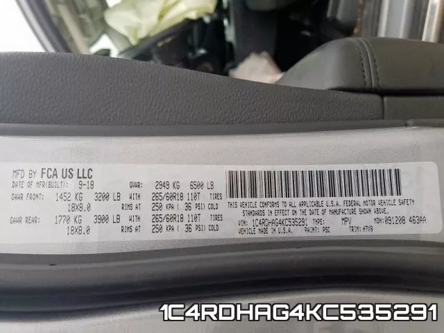 1C4RDHAG4KC535291 фото 2