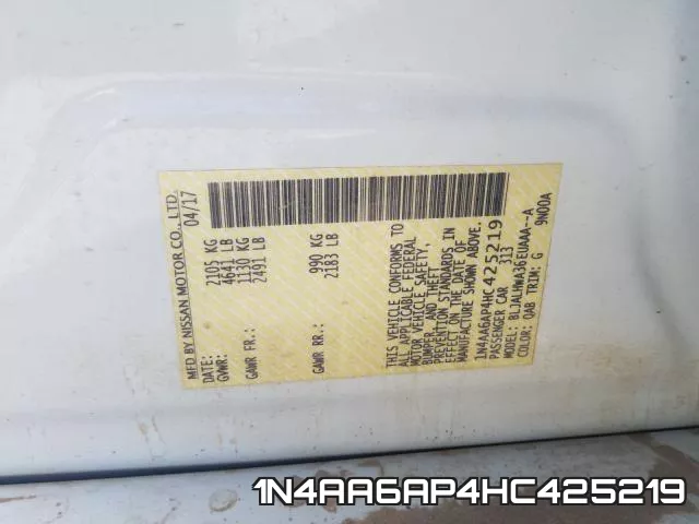 1N4AA6AP4HC425219 фото 2