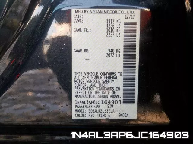 1N4AL3AP6JC164903 фото 2