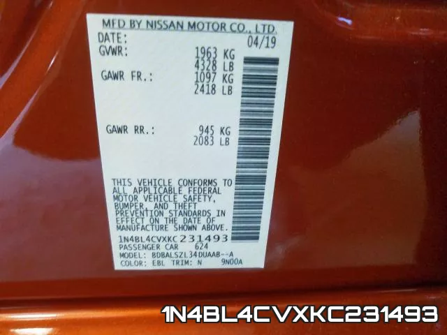 1N4BL4CVXKC231493 фото 2