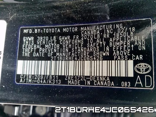2T1BURHE4JC065426 фото 2