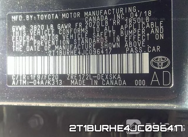 2T1BURHE4JC096417 фото 10