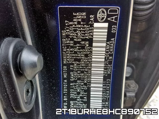 2T1BURHE8HC890752 фото 2