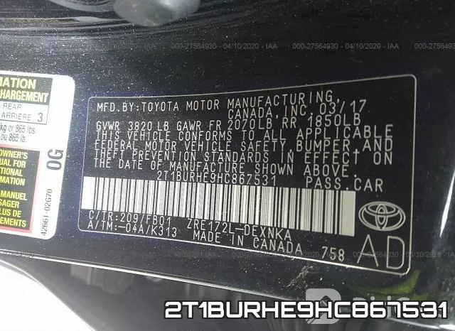 2T1BURHE9HC867531 фото 9
