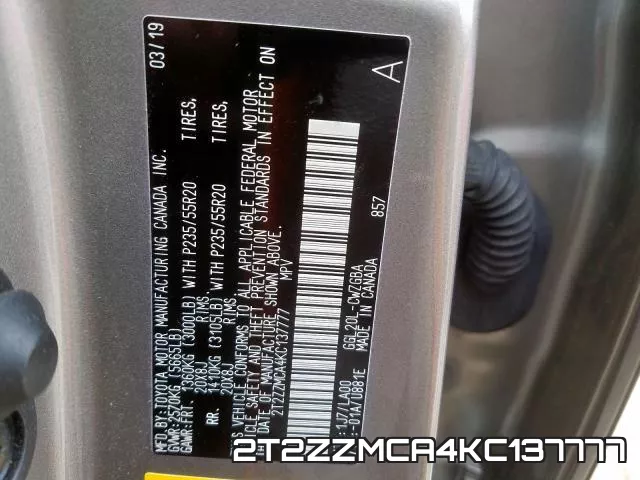 2T2ZZMCA4KC137777 фото 2