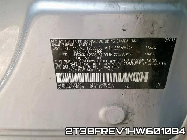 2T3BFREV1HW601084 фото 2