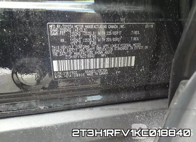 2T3H1RFV1KC018840 фото 10