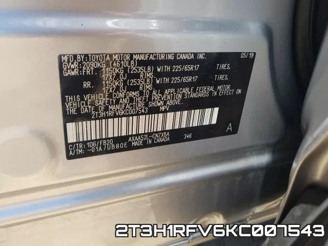 2T3H1RFV6KC007543 фото 2