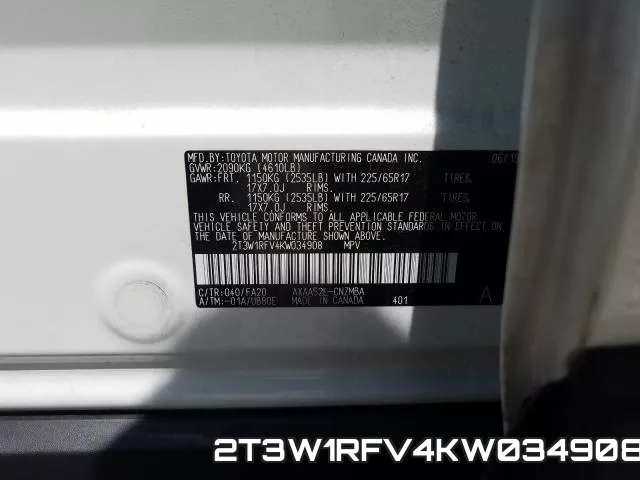 2T3W1RFV4KW034908 фото 2
