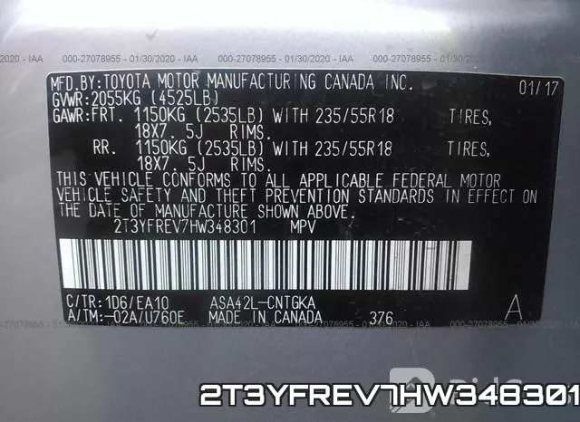 2T3YFREV7HW348301 фото 10