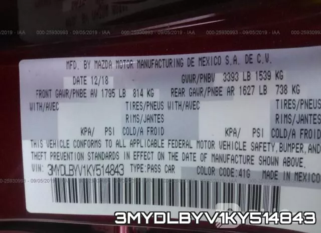 3MYDLBYV1KY514843 фото 10
