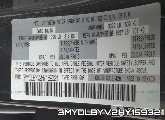 3MYDLBYV2HY159321 фото 10