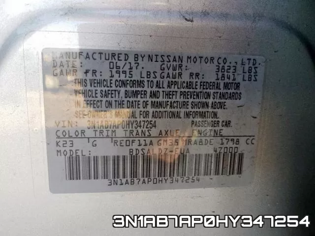 3N1AB7AP0HY347254 фото 2
