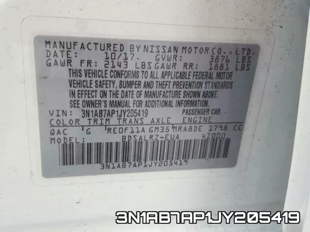 3N1AB7AP1JY205419 фото 2